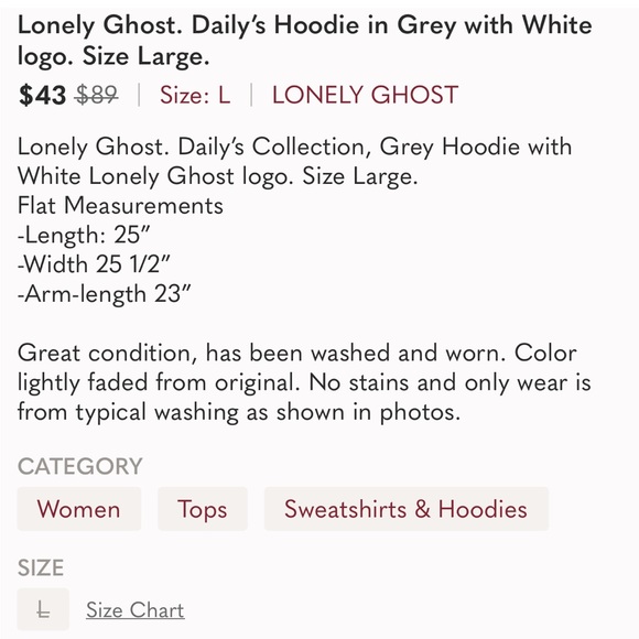 Heavyweight, lonely, ghost sweatshirt - Picture 6 of 6